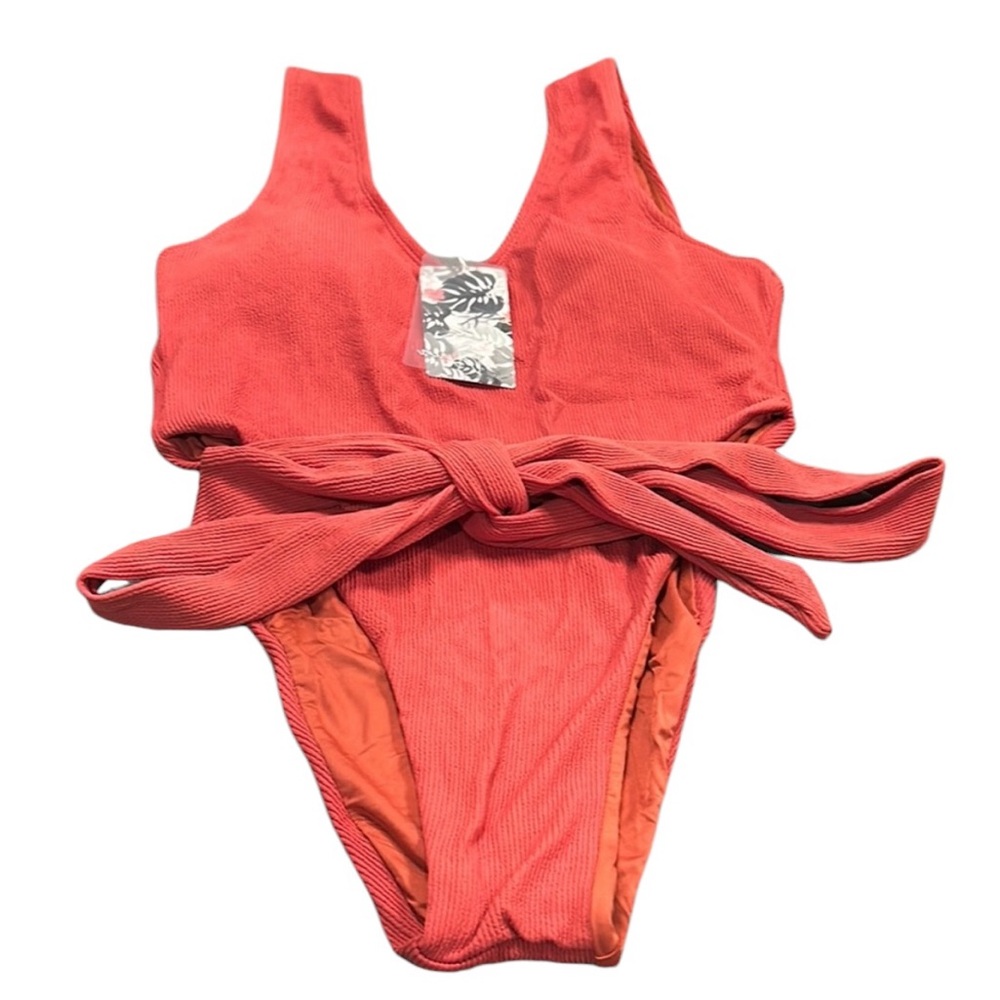 68. Toluca Red Tie One Piece Swimsuit